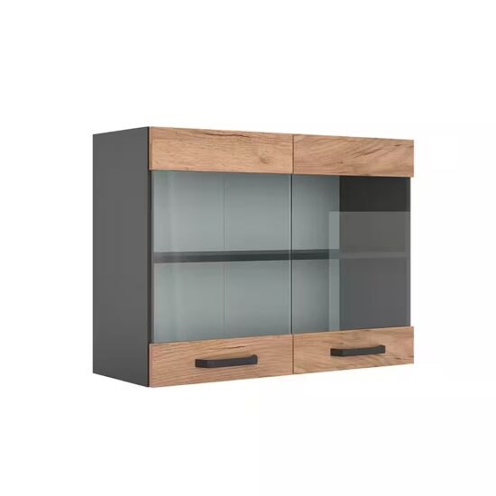Vicco Glashängeschrank R-Line, Goldkraft Eiche/Anthrazit, 80 cm (1-St) – Bild 4