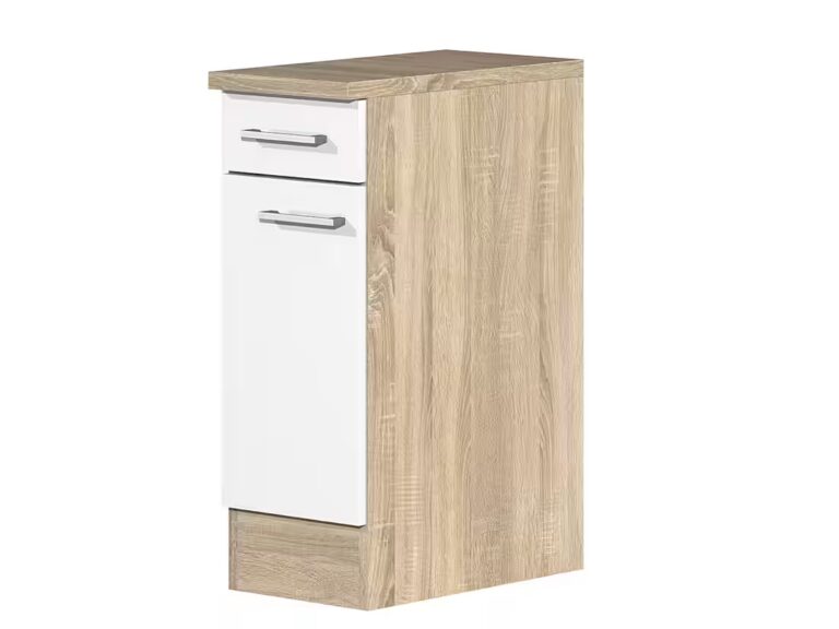 Flex-Well Unterschrank Küchenunterschrank - 30 cm breit - Weiß Sonoma Eiche – Salerno