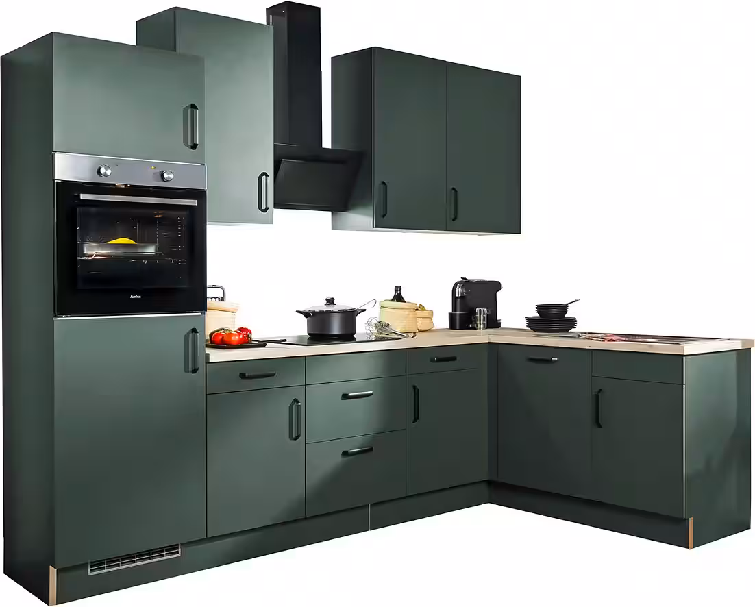 wiho Küchen Winkelküche "Simi", mit verstellbaren Füßen, wahlweise mit E-Geräten, Soft-Close-Funktion in Schubkästen & Auszügen, Stellbreite 285/175 cm – Bild 10