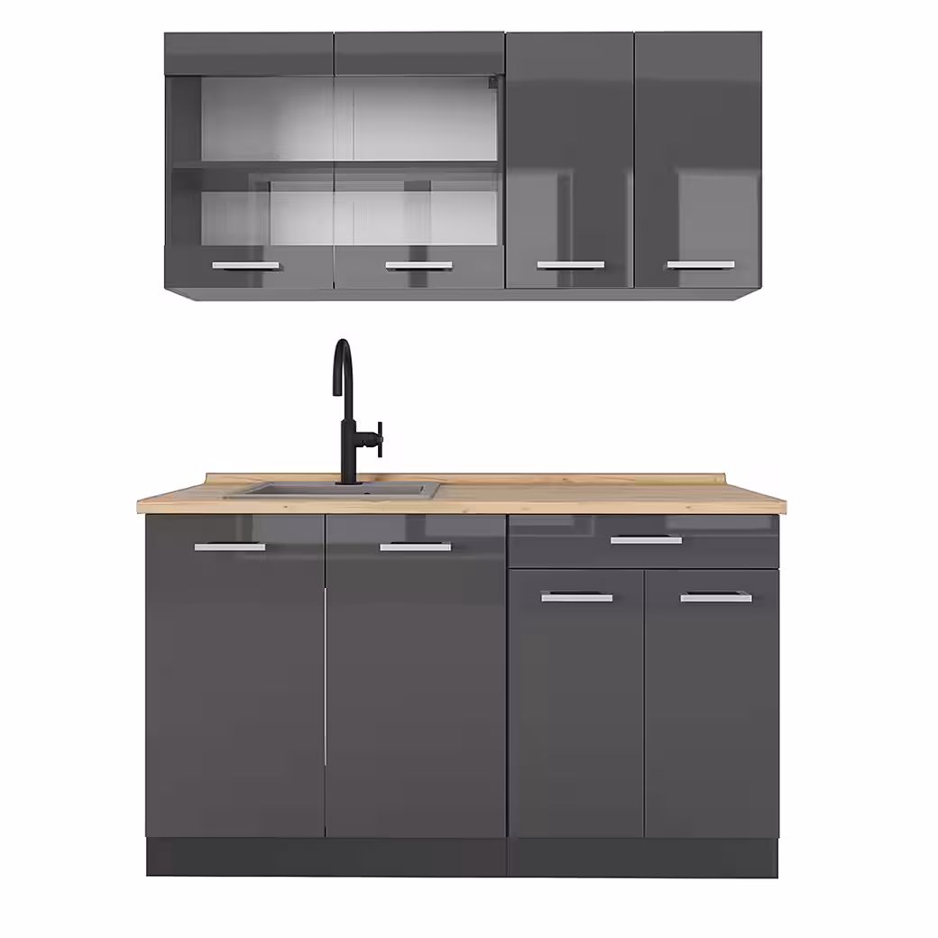 Vicco Küchenzeile R-Line, Goldkraft Eiche/Anthrazit, Ohne Arbeitsplatten – Bild 3