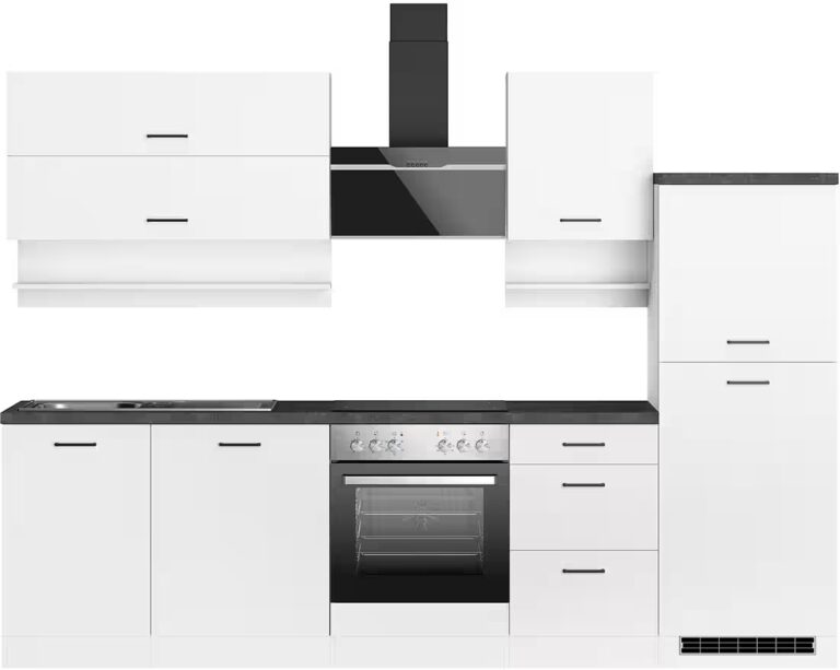 KOCHSTATION Küchenzeile KS-Frieda Breite 280 cm, wahlweise mit E-Geräten, mit 38mm starker Arbeitsplatte
