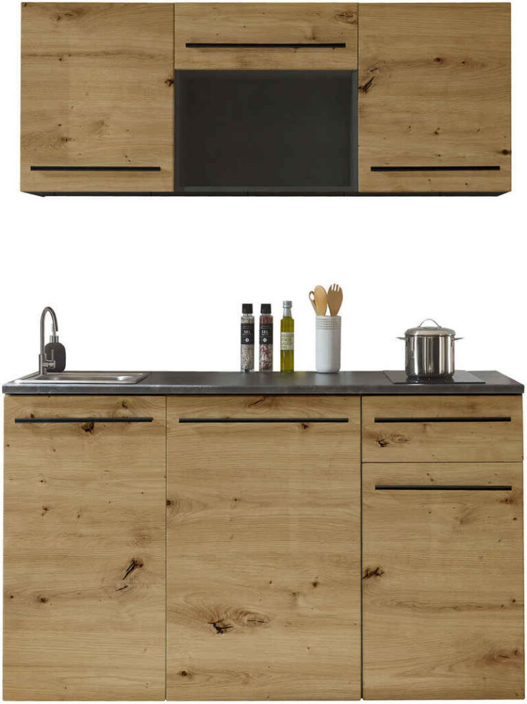 BASIC by Balculina Pantryküche Jazz Singleküche, Breite 160 cm, wahlweise mit E-Geräten und Mikrowelle