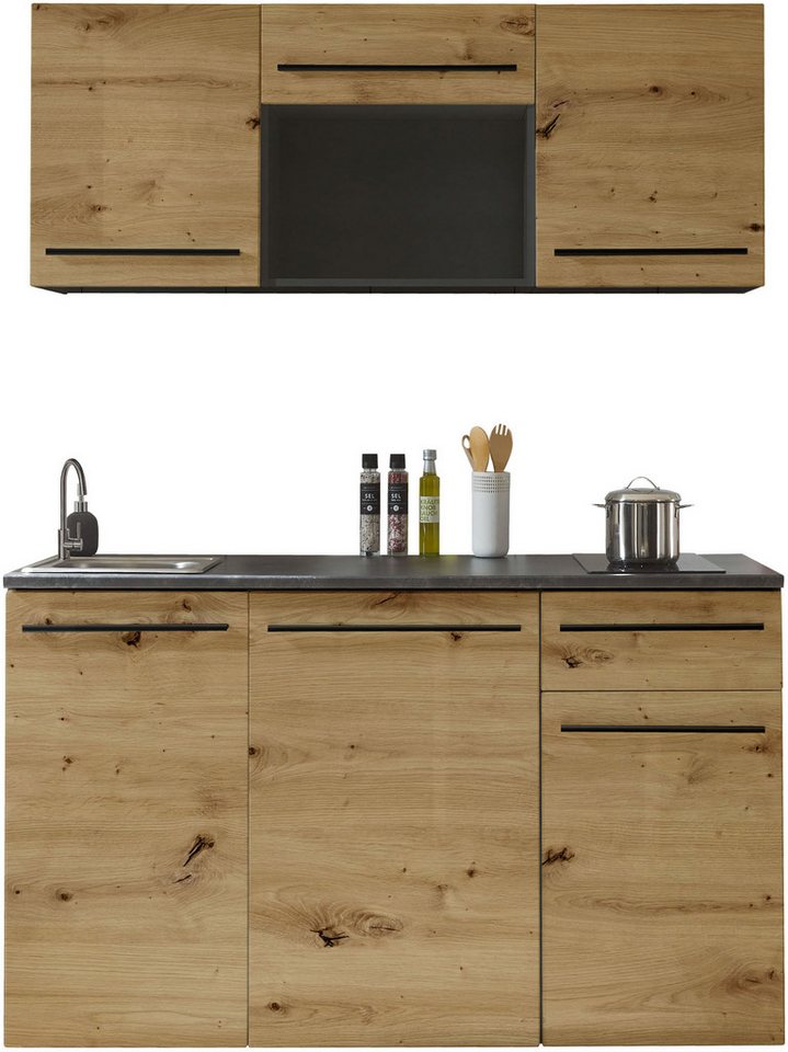BASIC by Balculina Pantryküche Jazz Singleküche, Breite 160 cm, wahlweise mit E-Geräten und Mikrowelle