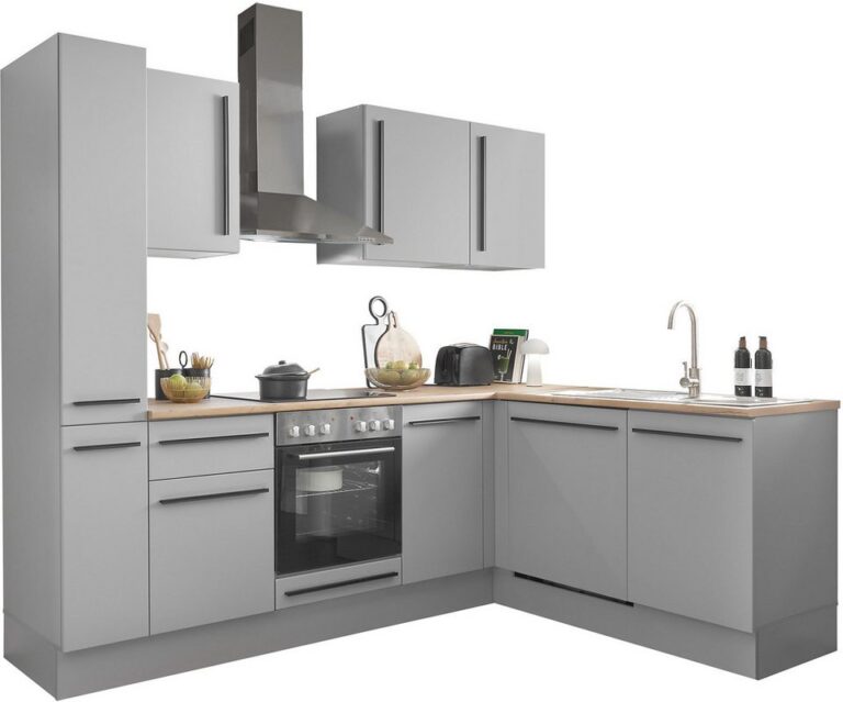 BASIC by Balculina Winkelküche Denver, Küche BxHxT 250/115 x 211 x 60, Breite 250 cm, wahlweise mit E-Geräten und Induktion