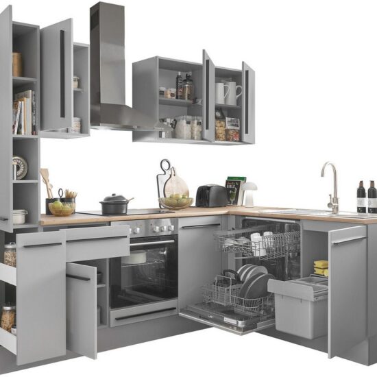 BASIC by Balculina Winkelküche Denver, Küche BxHxT 250/115 x 211 x 60, Breite 250 cm, wahlweise mit E-Geräten und Induktion – Bild 3