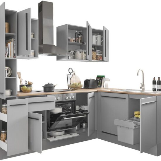 BASIC by Balculina Winkelküche Denver, Küche BxHxT 250/115 x 211 x 60, Breite 250 cm, wahlweise mit E-Geräten und Induktion – Bild 4