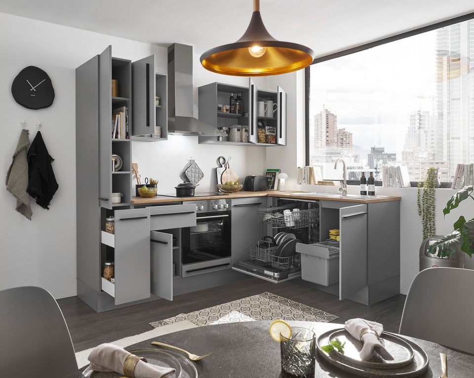 BASIC by Balculina Winkelküche Denver, Küche BxHxT 250/115 x 211 x 60, Breite 250 cm, wahlweise mit E-Geräten und Induktion – Bild 8