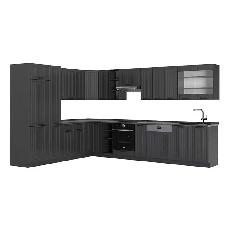 Vicco Winkelküche Fame-Line, Goldkraft Eiche/Anthrazit, 347 x 257 cm, AP Anthrazit