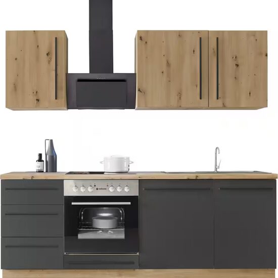 KOCHSTATION Küchenzeile KS-Florida mit 38mm starker Arbeitsplatte, Breite 220 cm, wahlweise mit E-Geräten, Soft-Close-Funktion – Bild 2