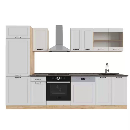 Vicco Küchenzeile R-Line, Weiß Landhaus/Anthrazit, 300 cm, AP Anthrazit – Bild 5