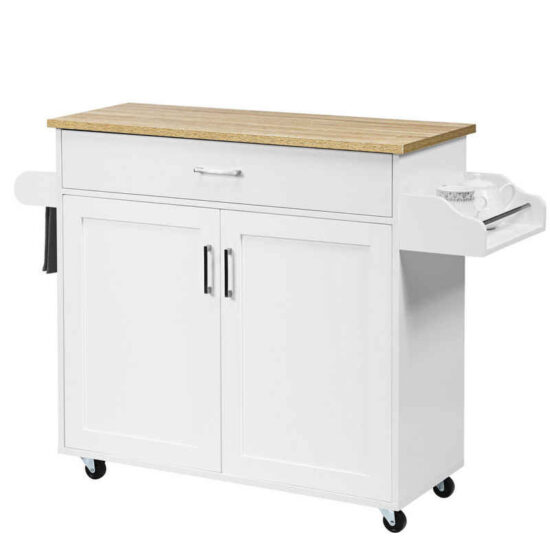 COSTWAY Küchenwagen, Servierwagen mit Arbeitsplatte & Handtuchhalter, Rollen – Bild 1