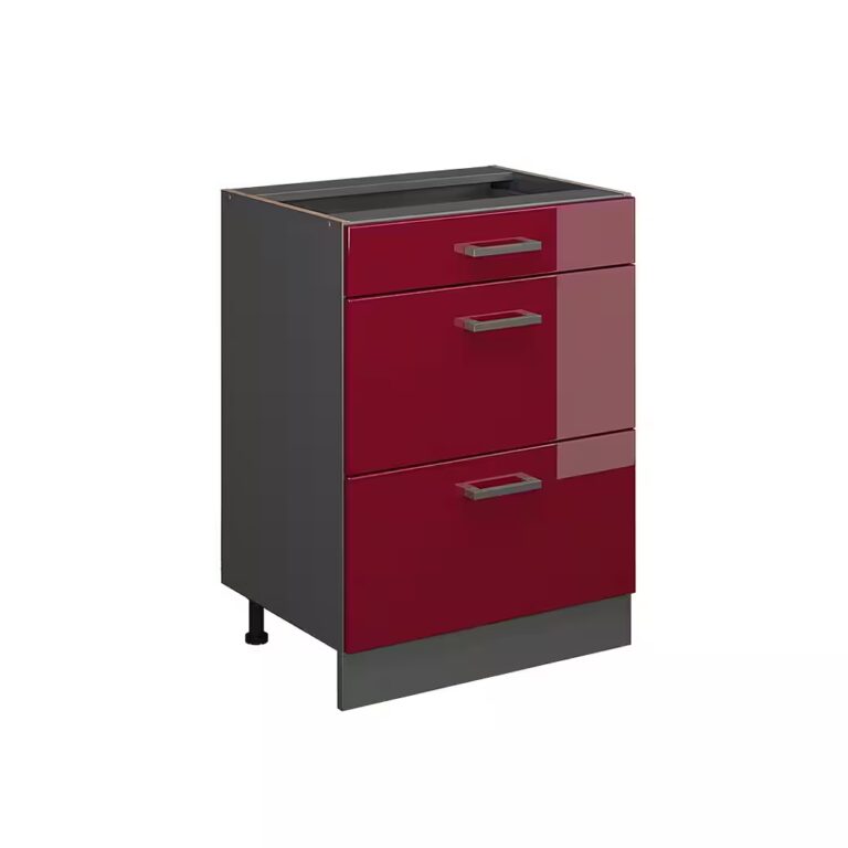 Vicco Unterschrank R-Line, Weiß Hochglanz/Weiß, 60 mit Schubladen, ohne Arbeitsplatte (1-St)