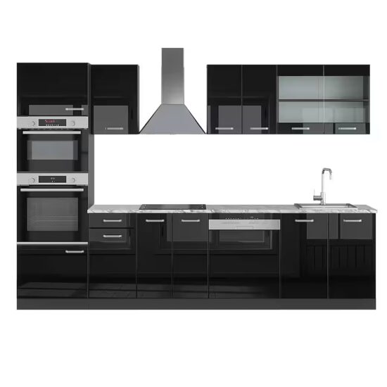 Vicco Küchenzeile R-Line, Weiß/Anthrazit, 300 cm mit Hochschrank, AP Marmor – Bild 5