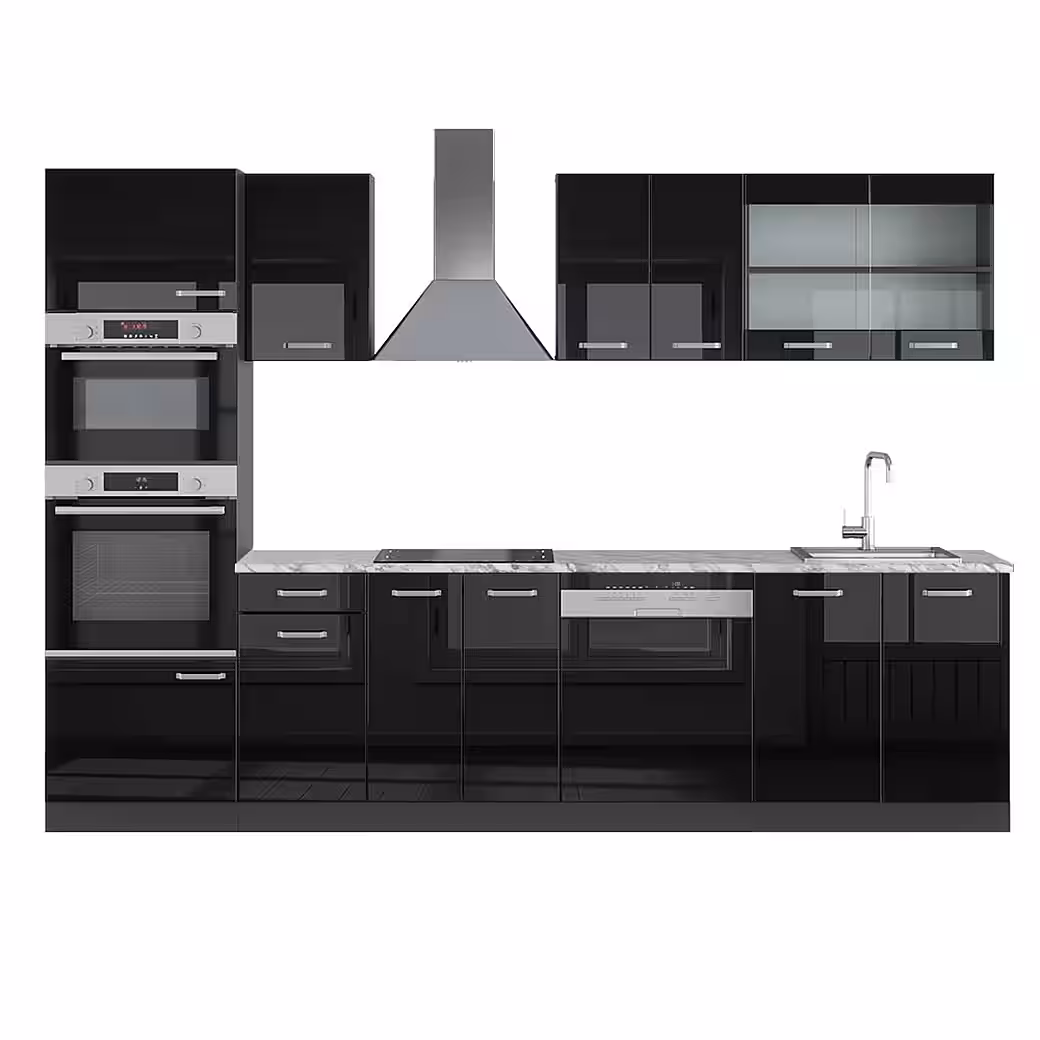 Vicco Küchenzeile R-Line, Weiß/Anthrazit, 300 cm mit Hochschrank, AP Marmor – Bild 5