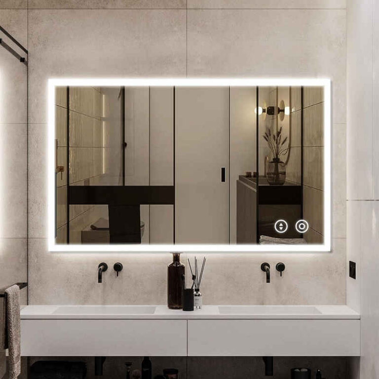Dripex Badspiegel LED Beleuchtung Badezimmerspiegel 3 Lichtfarbe Wandspiegel m Steckdose