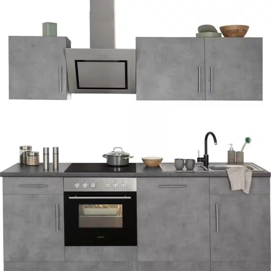 wiho Küchen Küchenzeile Cali - Küche mit E-Geräten - Komplett Set, Breite 220cm, Küche mit Hanseatic E-Geräten – Bild 3