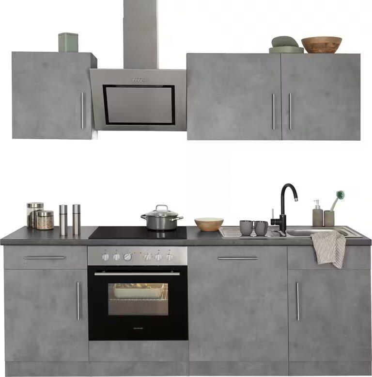 wiho Küchen Küchenzeile Cali - Küche mit E-Geräten - Komplett Set, Breite 220cm, Küche mit Hanseatic E-Geräten