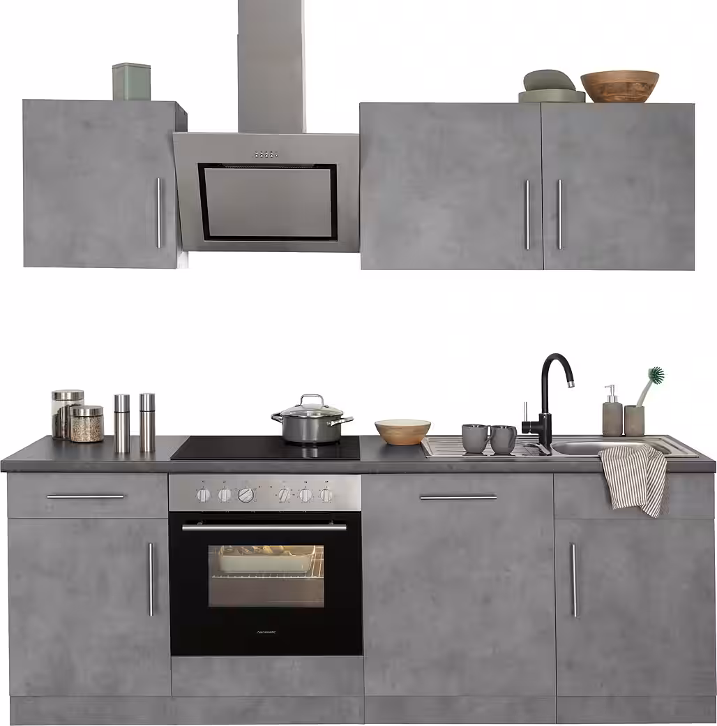 wiho Küchen Küchenzeile Cali - Küche mit E-Geräten - Komplett Set, Breite 220cm, Küche mit Hanseatic E-Geräten – Bild 2