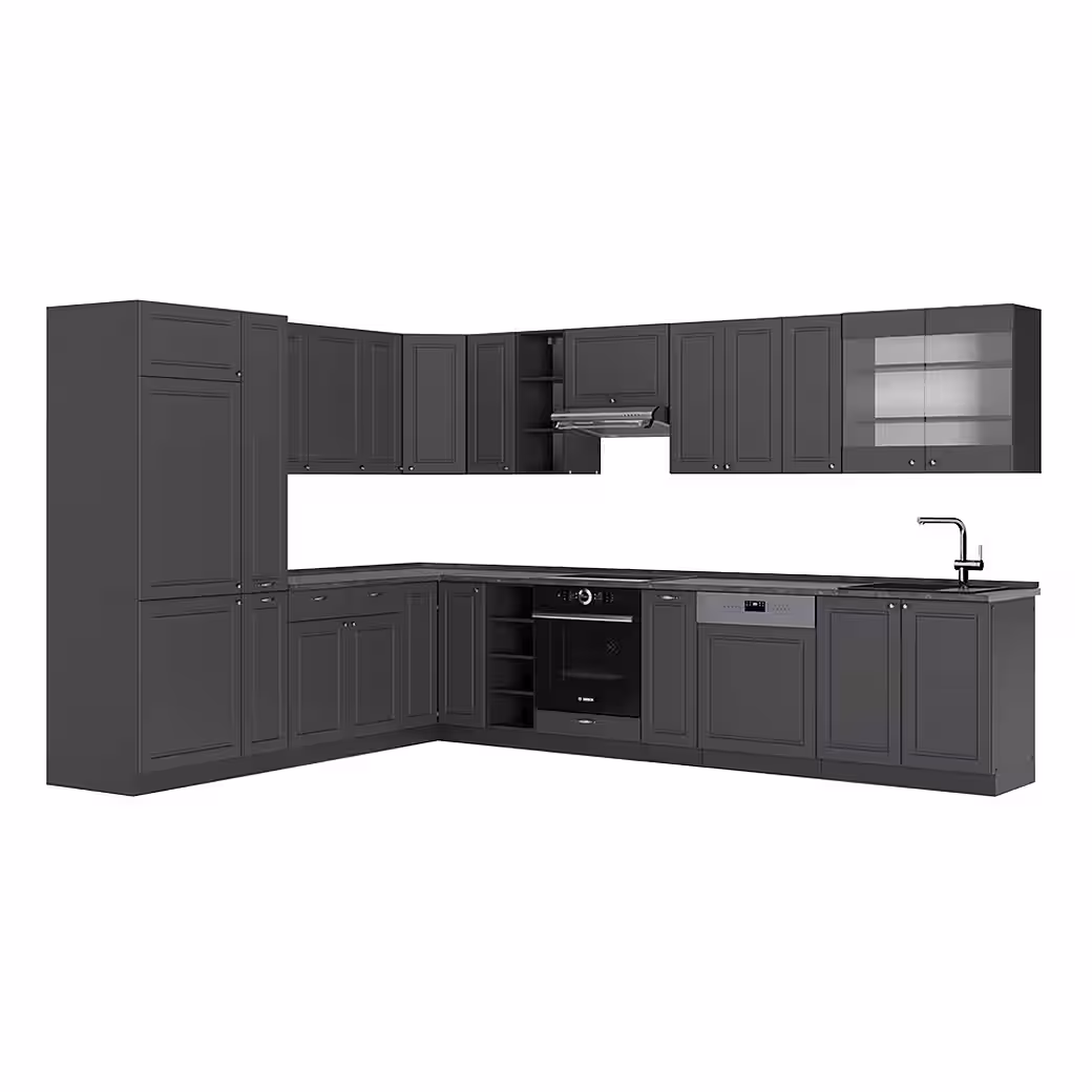 Vicco Winkelküche Fame-Line, Weiß Hochglanz/Anthrazit, 347 x 257 cm, AP Anthrazit – Bild 5