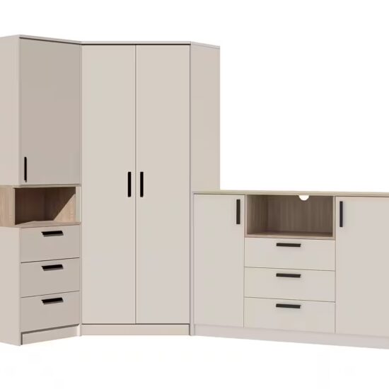 Marmex Möbel Mehrzweckschrank-Set Grant Set 38 C, (3-St., Regal, Eckschrank, Kommode), Soft-Close-Scharniere, Vollauszug der Schubladen – Bild 2