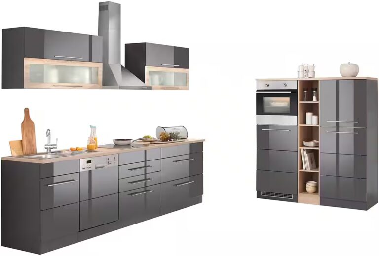 KOCHSTATION Küchenzeile KS-Wien, Breite 440 cm, wahlweise mit E-Geräten und Induktion