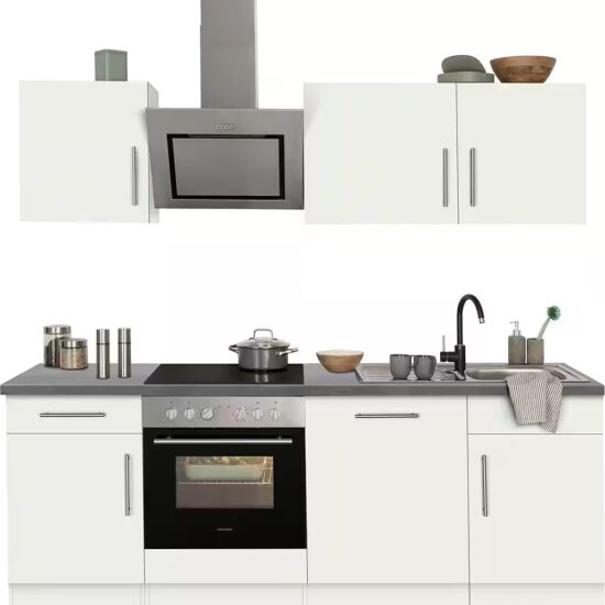 wiho Küchen Küchenzeile Cali - Küche mit E-Geräten - Komplett Set, Breite 220cm, Küche mit Hanseatic E-Geräten – Bild 3