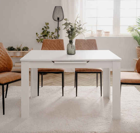 Finori Kulissentisch ausziehbar bis 165cm, in Weiß - 125/165x75x80cm (BxHxT) – Bild 1