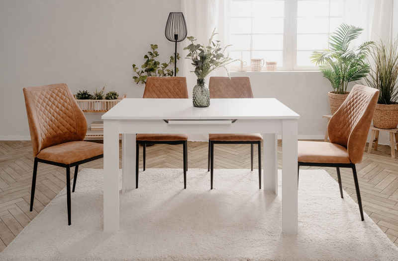 Finori Kulissentisch ausziehbar bis 165cm, in Weiß - 125/165x75x80cm (BxHxT) – Bild 1