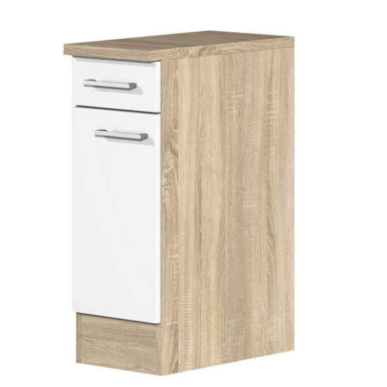 Flex-Well Unterschrank Küchenunterschrank - 30 cm breit - Weiß Sonoma Eiche – Salerno – Bild 1