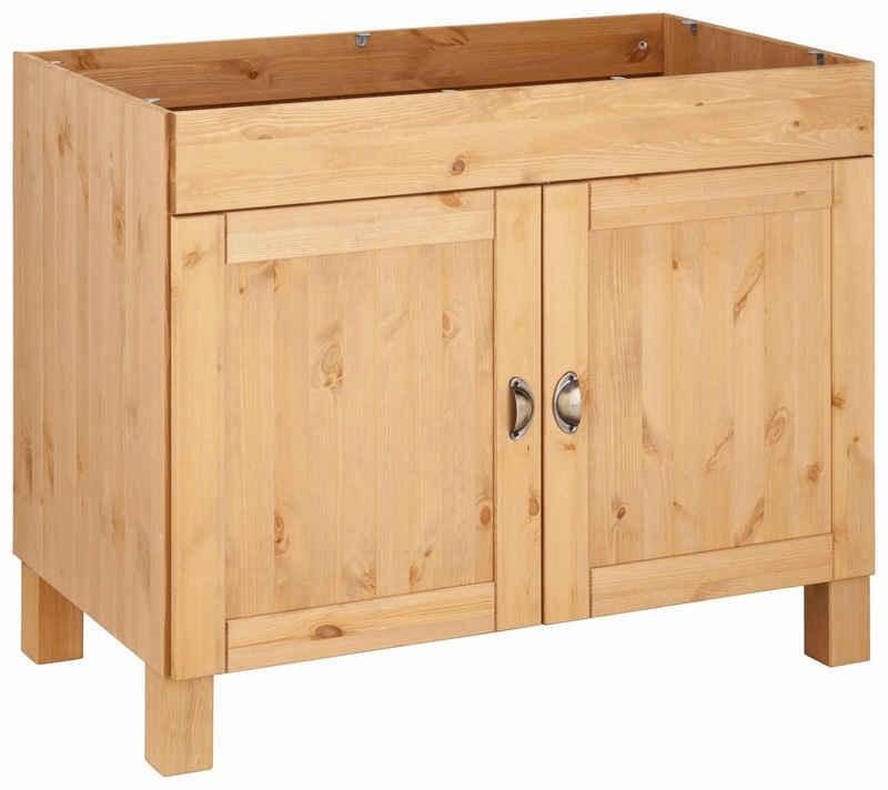 Home affaire Spülenschrank Oslo 100 cm breit, inklusive Einbauspüle aus Edelstahl, aus Kiefer – Bild 1