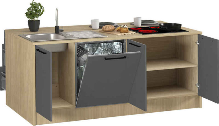 KOCHSTATION Kücheninsel KS-Luna Breite 200 cm, Höhe 90 cm, Breite 200 cm, wahlweise mit Hanseatic-E-Geräten