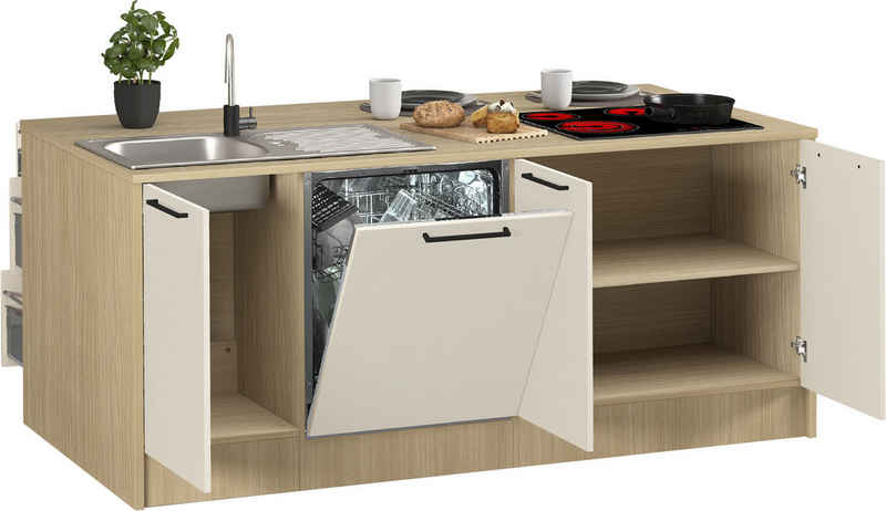 KOCHSTATION Kücheninsel KS-Luna Breite 200 cm, Höhe 90 cm, Breite 200 cm, wahlweise mit Hanseatic-E-Geräten – Bild 1