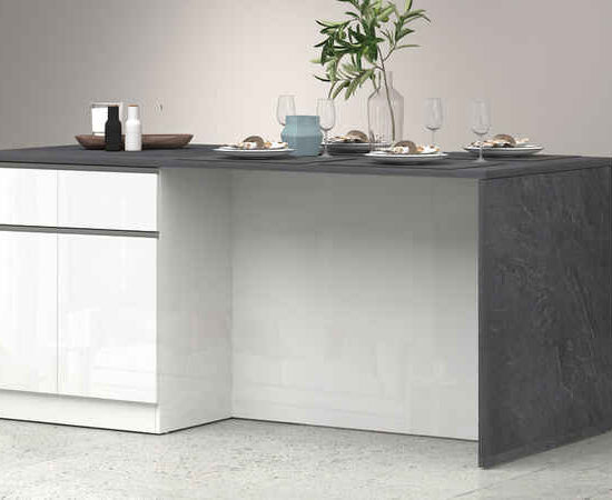 KOCHSTATION Kücheninsel Sole,Kochinsel,Küchenarbeitsblock,Inselküche,Arbeitsinsel, Breite 200 cm mit 4 Türen,4 Schubkästen, Aluminiumgriff – Bild 1