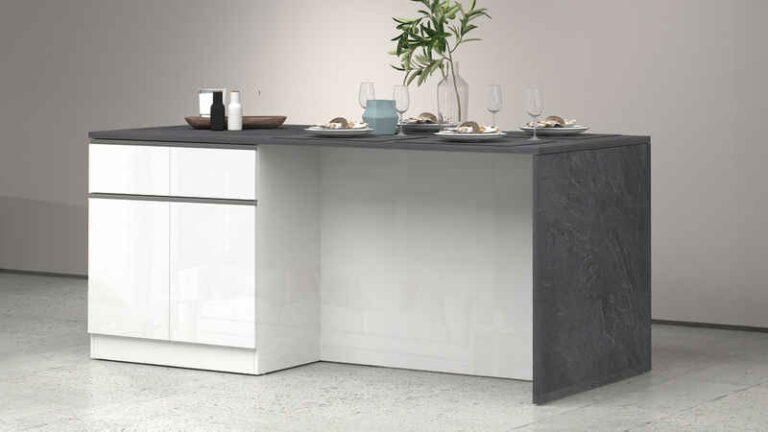 KOCHSTATION Kücheninsel Sole,Kochinsel,Küchenarbeitsblock,Inselküche,Arbeitsinsel, Breite 200 cm mit 4 Türen,4 Schubkästen, Aluminiumgriff