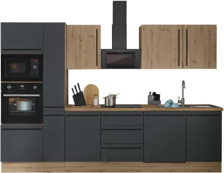 KOCHSTATION Küchenzeile Florida, Breite 310 cm, wahlweise mit E-Geräten,Softclose für Türen/Schubkästen