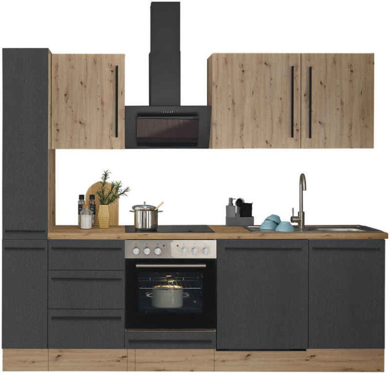 KOCHSTATION Küchenzeile Florida, Breite 250 cm, wahlweise mit E-Geräten,Softclose für Türen/Schubkästen
