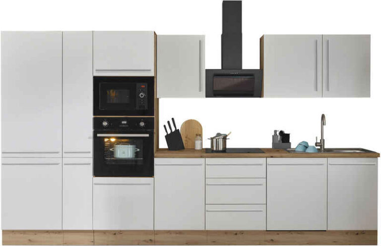 KOCHSTATION Küchenzeile Florida, Breite 370 cm, wahlweise mit E-Geräten,Softclose für Türen/Schubkästen