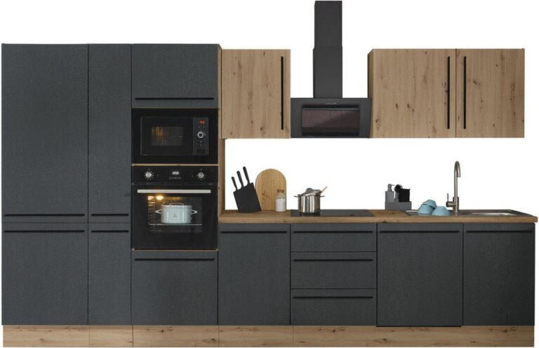 KOCHSTATION Küchenzeile Florida, Breite 370 cm, wahlweise mit E-Geräten,Softclose für Türen/Schubkästen