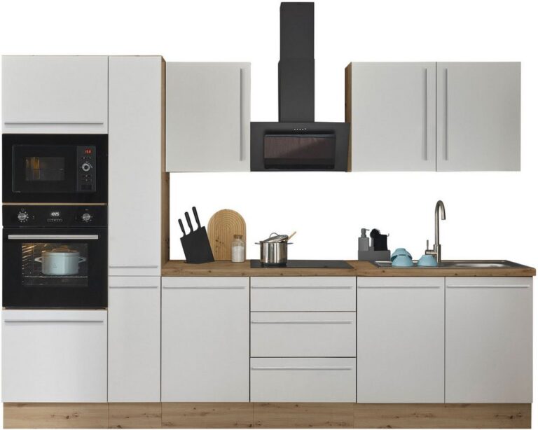 KOCHSTATION Küchenzeile Florida, Breite 300 cm, wahlweise mit E-Geräten,Softclose für Türen/Schubkästen