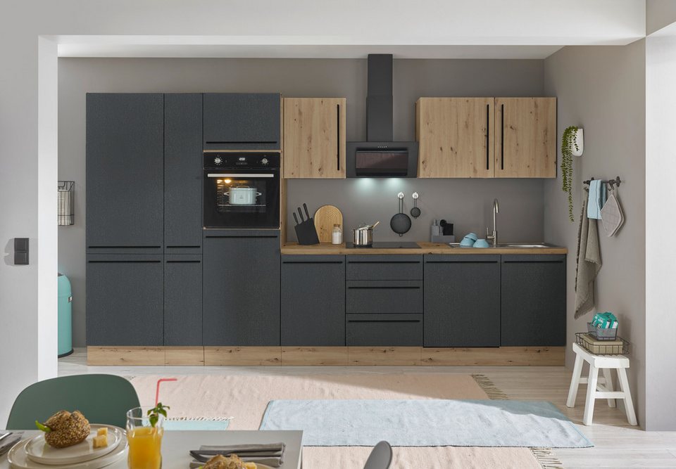 KOCHSTATION Küchenzeile Florida, Breite 370 cm, wahlweise mit E-Geräten,Softclose für Türen/Schubkästen – Bild 2