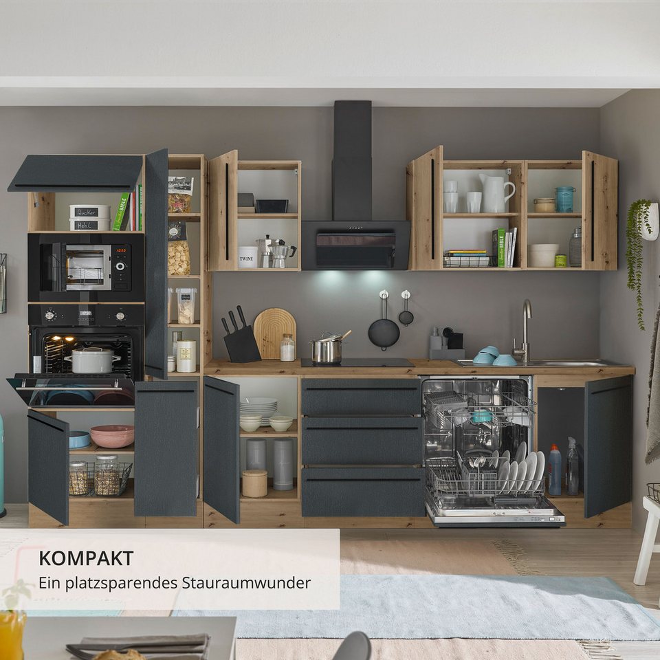 KOCHSTATION Küchenzeile Florida, Breite 310 cm, wahlweise mit E-Geräten,Softclose für Türen/Schubkästen – Image 4
