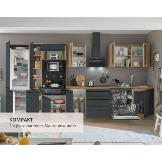 KOCHSTATION Küchenzeile Florida, Breite 370 cm, wahlweise mit E-Geräten,Softclose für Türen/Schubkästen – Bild 4