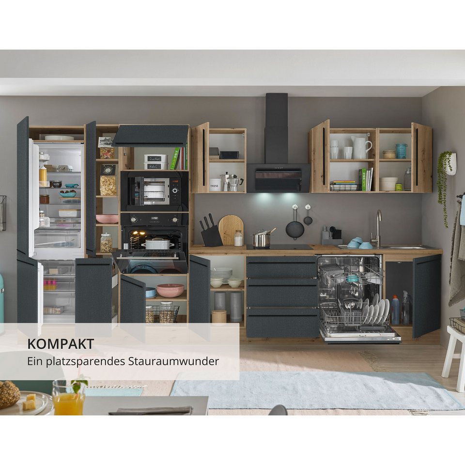 KOCHSTATION Küchenzeile Florida, Breite 370 cm, wahlweise mit E-Geräten,Softclose für Türen/Schubkästen – Bild 4