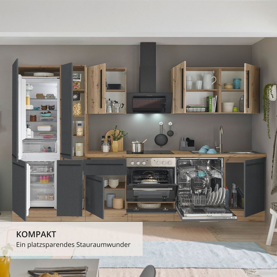 KOCHSTATION Küchenzeile Florida, Breite 310 cm, wahlweise mit E-Geräten,Softclose für Türen/Schubkästen – Bild 5