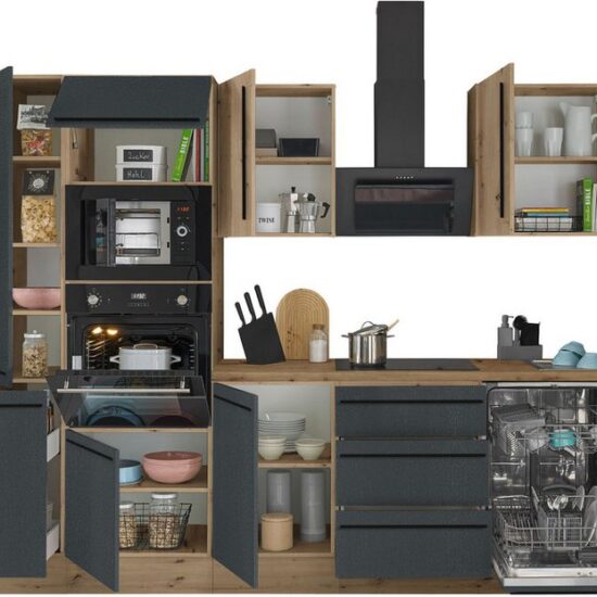KOCHSTATION Küchenzeile Florida, Breite 370 cm, wahlweise mit E-Geräten,Softclose für Türen/Schubkästen – Bild 7