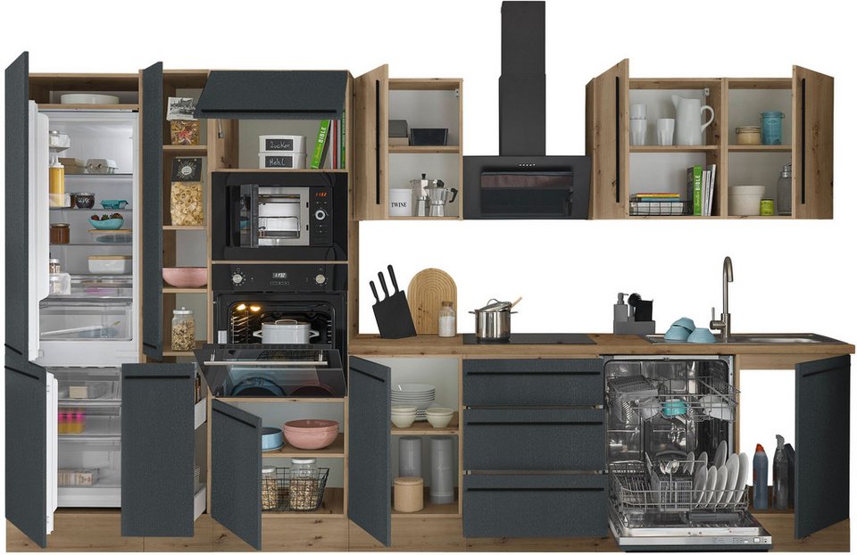 KOCHSTATION Küchenzeile Florida, Breite 370 cm, wahlweise mit E-Geräten,Softclose für Türen/Schubkästen – Bild 7