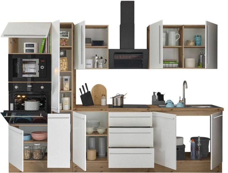 KOCHSTATION Küchenzeile Florida, Breite 300 cm, wahlweise mit E-Geräten,Softclose für Türen/Schubkästen