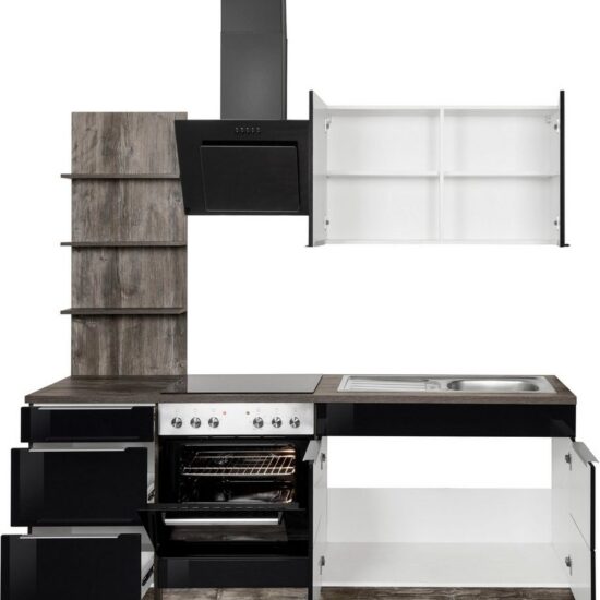 KOCHSTATION Küchenzeile KS-Brindisi, Breite 210 cm, wahlweise mit E-Geräten, mit MDF-Fronten und Regal – Bild 5