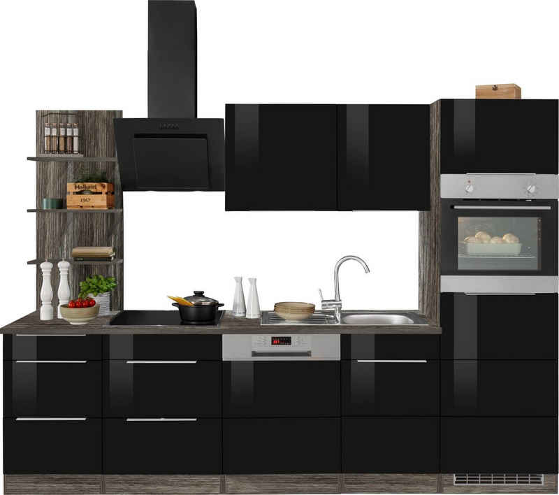 KOCHSTATION Küchenzeile KS-Brindisi Breite 280 cm, wahlweise mit E-Geräten und Induktion, mit MDF-Fronten und Regal – Bild 1