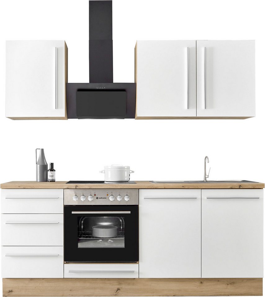 KOCHSTATION Küchenzeile KS-Florida mit 38mm starker Arbeitsplatte, Breite 210 cm, wahlweise mit E-Geräten, Soft-Close-Funktion – Bild 1